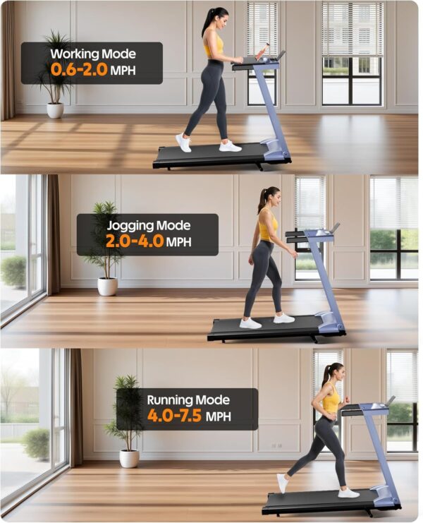 5% Incline Walking Pad Treadmill, 300LB Capacity Folding Treadmills for Home, Walking pad with Handle bar, 3.0 HP Quiet Brushless Motor & Dual Cushion System