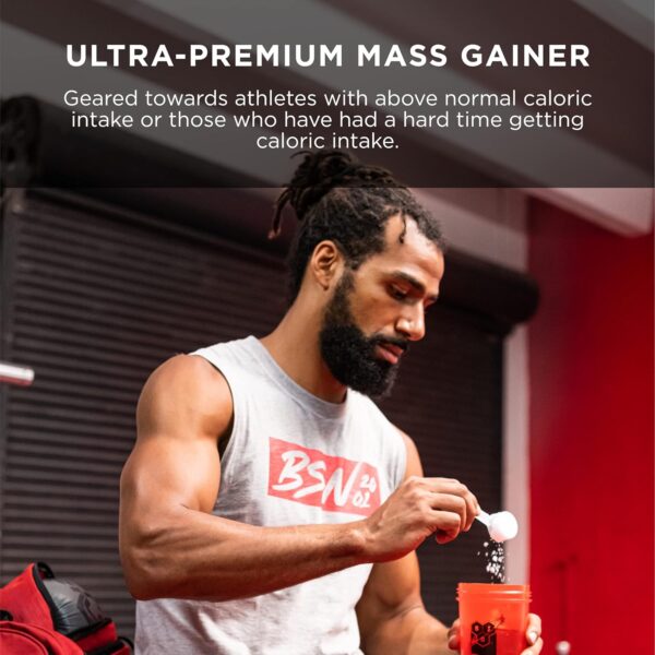 BSN TRUE-MASS Weight Gainer, Mass Gainer Protein Powder, Post Workout Muscle Recovery Powder, Muscle Gainer, 2:1 Carbs to Protein Ratio, Vanilla Ice Cream, 5.82 Pound, 16 Servings