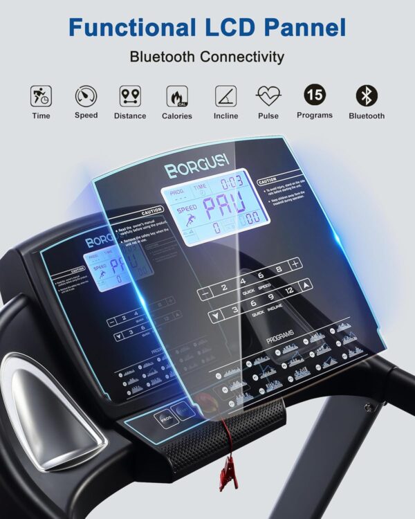 Treadmill with Auto Incline, BORGUSI Heavy Duty Treadmill for Home, Wide Belt