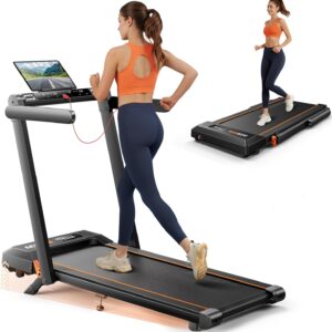 Foldable Treadmill with 0-15% Incline and Handle Bar, 2.5HP Treadmills for Home, Under Desk Treadmill with 300LBS Capacity, Walking Pad with Speaker, APP/Remote Control