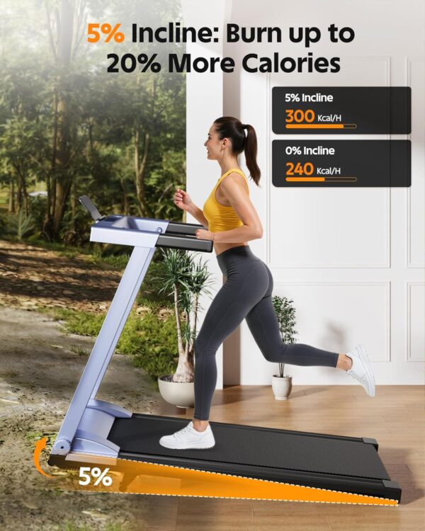 5% Incline Walking Pad Treadmill, 300LB Capacity Folding Treadmills for Home, Walking pad with Handle bar, 3.0 HP Quiet Brushless Motor & Dual Cushion System