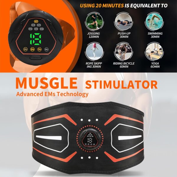 Fitness Belt,Model KLT-07,ABS Stimulator,Ab Machine,Abdominal Toning Belt,Fitness Training Ab Trainer Equipment for Home,Fitness Strength Training Workout Equipment for Men and Women Orange red