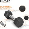 CAP Barbell Rubber Coated Dumbbell Weight Set with Vertical Rack | 100 lb, 150 lb, and 210 lb Options