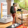 Walking Pad Treadmill with Incline 10%, Foldable Treadmill with Adjustable Handle Bar for Home, Portable Walking Pad with Desk Treadmills with App, Remote Control & LED Display