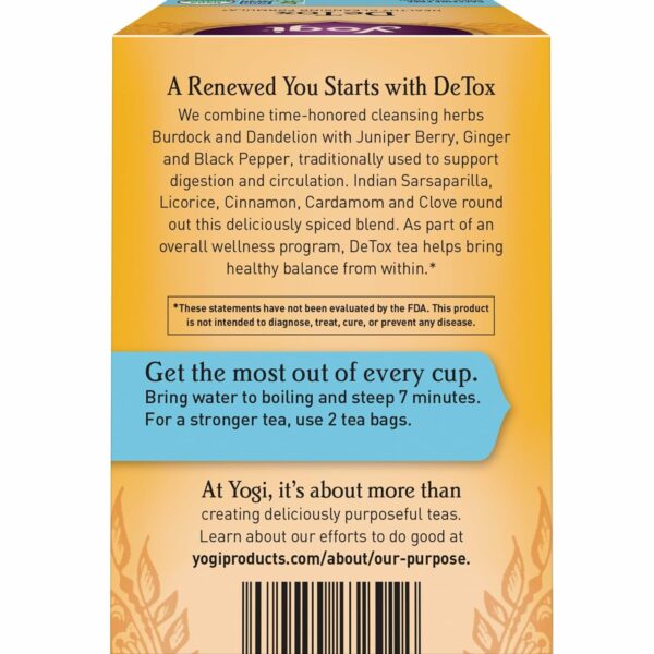 Yogi Tea DeTox Tea - 16 Tea Bags per Pack (4 Packs) - Organic Detox Tea for Digestive & Circulation Support - Includes Burdock, Dandelion, Ginger Root, Black Pepper, Cardamom & Juniper Berry