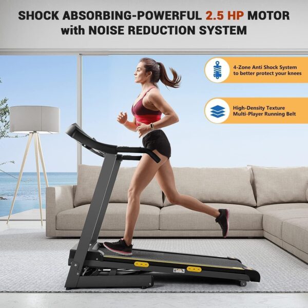 Treadmill with Auto Incline Foldable Treadmill 17 in Electric Treadmills 2.5 HP/8.5 MPH with 15 Training Programs 0-12% Auto Incline Large LCD Display Easy Assembly for Home Office Gym Use