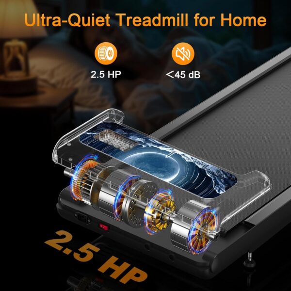 Walking Treadmill Pad with Handle Bar, Silent Fitness Equipment, Treadmill with 4-in-1 Modes, Easy Assembly, Portable Home Gym Equipment