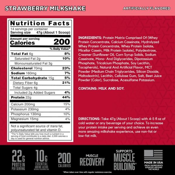 BSN SYNTHA-6 Premium Protein Powder with 6g of Fiber, Whey Isolate, Micellar Casein, Milk Protein Isolate, 6g of Fat, Strawberry Milkshake, 14 Servings, 1.45 Pound (Packaging May Vary)