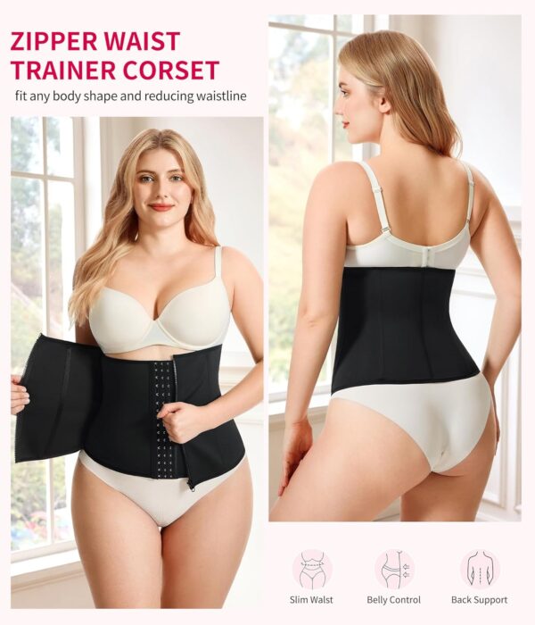 Gotoly Waist Trainer for Women Zipper Corset Shapewear Tummy Control Faja Body Shaper Waist Cincher Workout Girdle