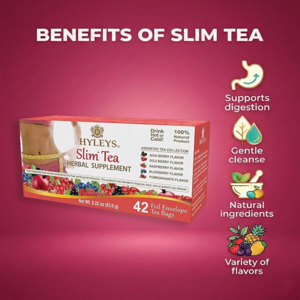 Hyleys Slim Tea 42 Ct Assorted - Weight Loss Herbal Supplement Cleanse and Detox - 42 Tea Bags (1 Pack)