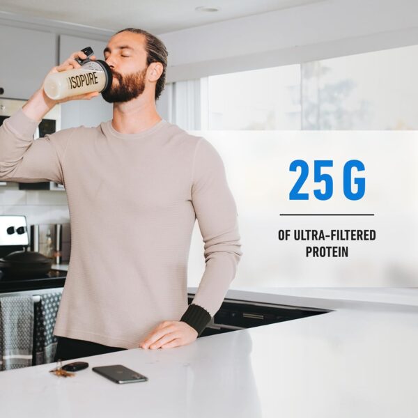 Isopure Zero Carb 100% Pure Whey Isolate Protein Powder, Lactose Free, Gluten Free, with Vitamins, Creamy Vanilla, 25g Protein Per Serving, 1 Lb, 15 Servings (Packaging May Vary)