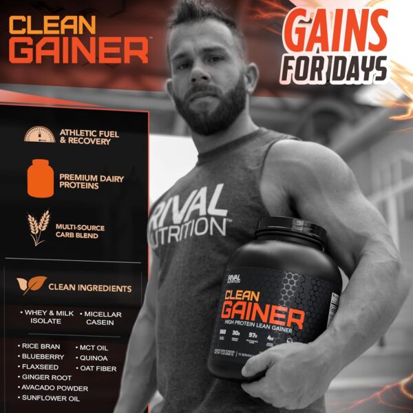 RIVAL NUTRITION Clean Gainer Soft Serve Vanilla 5 Lb I High Protein Lean Gainer Powdered Drink Mix I 560 Calories, 30g Protein, and 97g Multi-Source Carbs Per Serving I 15 Servings