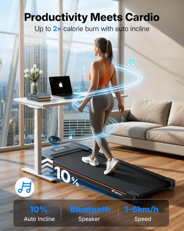 MERACH W50 Walking Pad Treadmills for Home, 12% Auto Incline, 400lbs Capacity, 3.5HP Super Quiet Brushless, 16.5"x41.3" Spacious Running Belt, Under Desk Treadmill with Remote & LED