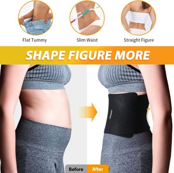 Ohuhu Waist Trimmer, Adjustable Neoprene Ab Trainer Belt for Back Support, Sweat Band Waist Trainer for Training & Workouts, Sweat Enhancer, Fits Up to 40 Inches for Men & Women Black (Medium)
