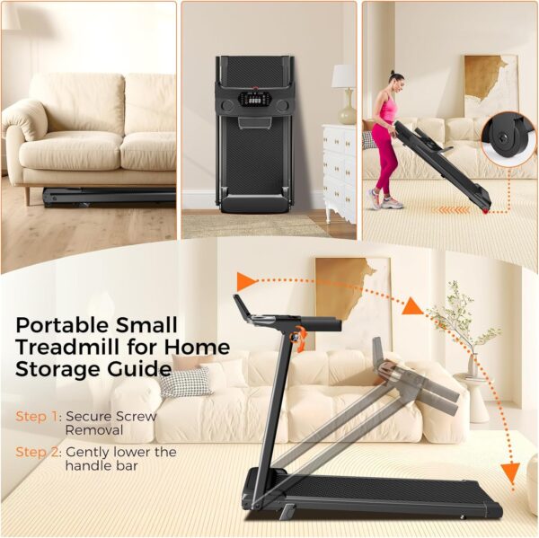 Treadmill with Incline,3.0HP Small Treadmills for Home,Portable Electric Treadmill with Handles,Lightweight Walking Pad,Compact Running Treadmills,Walking Pad with Handle,300LBS Capacity