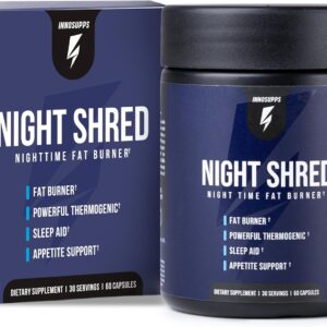 InnoSupps Night Shred Fat Burner and Natural Sleep Support | Ashwaganda, 5-HTP, CLA, Melatonin | Appetite Suppressant | Weight Loss Support Nighttime Fat Burning (60 Vegetarian Capsules)