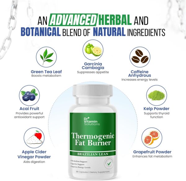 81qoLS1t18L._AC_SL1500_.jpg Thermogenic Fat Burner Brazilian Lean Weight Loss Vitamins, Dr Vitamin Waist Trimmer & Supplements for Bloating (1 Bottle, 30 Capsules)