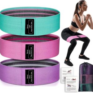 Renoj Resistance Bands for Working Out: 3-Set Professional Exercise Bands for Pilates, Yoga, Home Gym, Booty, Leg Training | Heavy/Medium/Light Fabric Loops for Women Men