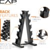 CAP Barbell Rubber Coated Dumbbell Weight Set with Vertical Rack | 100 lb, 150 lb, and 210 lb Options