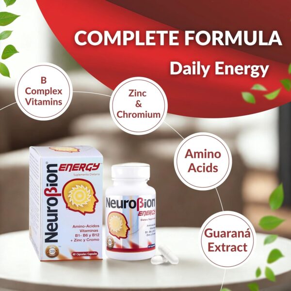 60 Caps Neurobion Energy - Amino Acids Vitamin B1 B2 B6 B12 - Increases Brain Alertness & Stamina
