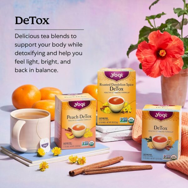 Yogi Tea DeTox Tea - 16 Tea Bags per Pack (4 Packs) - Organic Detox Tea for Digestive & Circulation Support - Includes Burdock, Dandelion, Ginger Root, Black Pepper, Cardamom & Juniper Berry