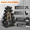 Fitvids Rubber Coated Hex Dumbbell Set with Storage Rack, 100/150/200/550 LB Hand Weight Set with Anti-Slip Grip for Home Gym