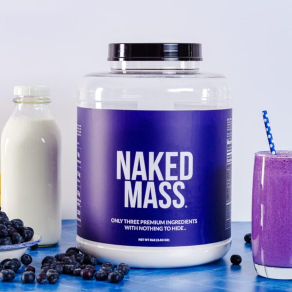NAKED Vanilla Mass - All Natural Vanilla Weight Gainer Protein Powder - 8lb Bulk, NSF Certified, GMO Free, Gluten Free & Soy Free, No Artificial Ingredients - 1,260 Calories - 11 Servings