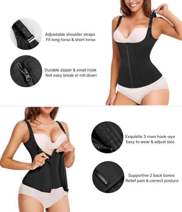 1775275257_71bhjiPcmlL._AC_SL1500_.jpg Nebility Waist Trainer for Women Corset Shapewear with Zipper Women's Waist Cincher Tank Top with Adjustable Straps