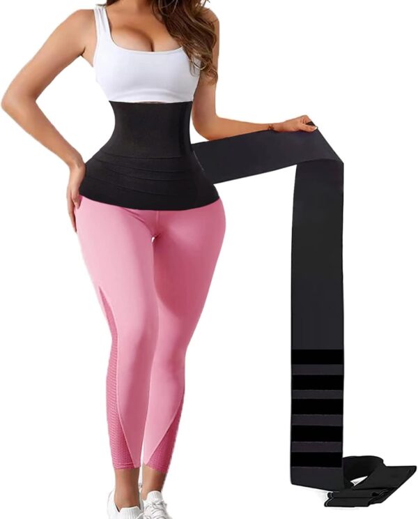 Waist Trainer for Women Waist Wraps for Stomach Snatch Me Up Bandage Tummy Wrap Invisible Plus Size Trimmer Belt Sweat Body Shaper Snatcher 13.1ft Black