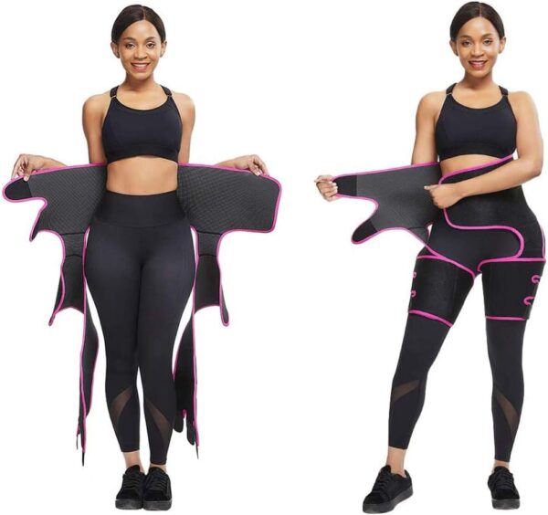 Ruri's Waist Trainer for Women, 3-in-1 Thigh Trimmer Belt with Butt Lifter Slimming Body Shaper Sweat Band