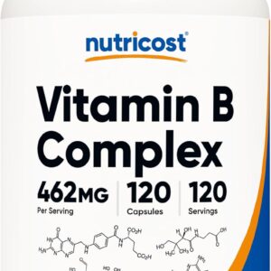 Nutricost High Potency Vitamin B Complex 462mg, 120 Capsules – with Vitamin C – Energy Complex