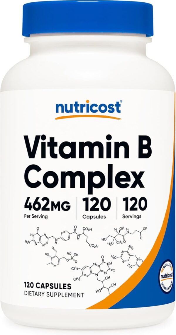 61FWra3zPVL._AC_SL1500_.jpg Nutricost High Potency Vitamin B Complex 462mg, 120 Capsules - with Vitamin C - Energy Complex