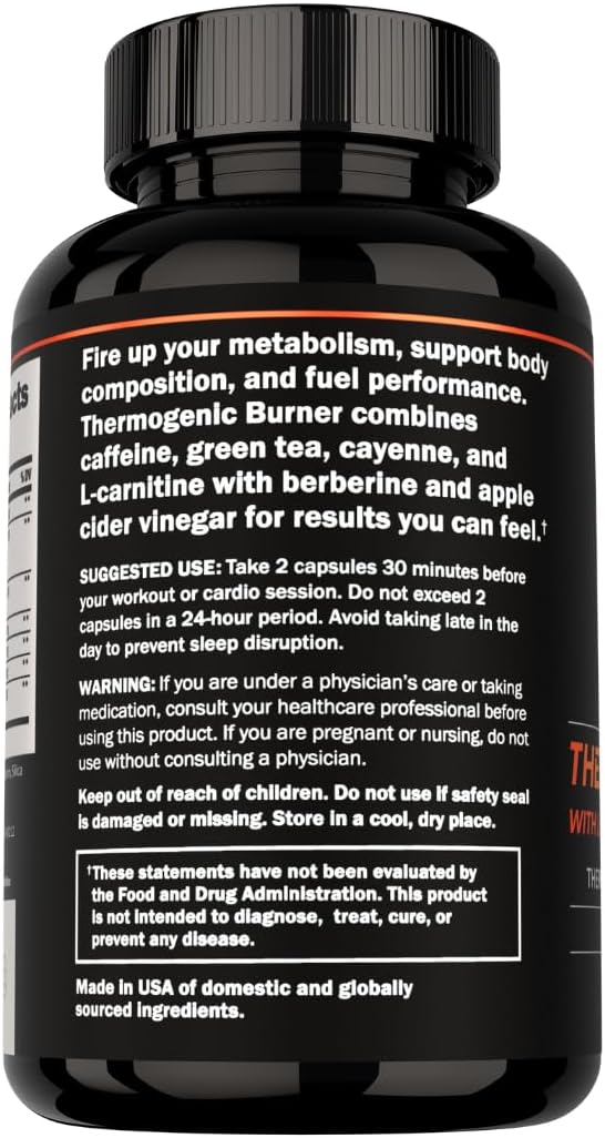 Prime Labs Thermogenic Fat Burner for Men - Weight Loss Supplement - with L-Carnitine, Caffeine, & Green Tea - Thermogenic Energy & Metabolic Support - Third-Party Tested, Made in the USA - 60 Count