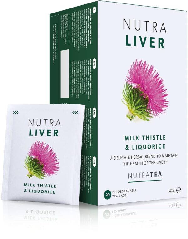 7137p7mGl7L._SL1500_.jpg NUTRALIVER - Detox Tea for Liver Cleansing and Support - With Milk Thistle, Turmeric & Fennel - 20 Tea Bags - Herbal Tea by Nutra Tea
