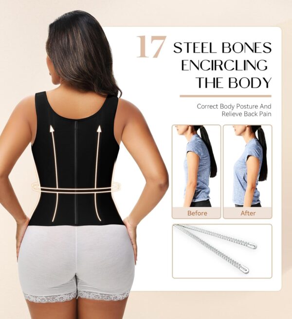 719JUj5etFL._AC_SL1500_.jpg SHAPSHE Waist Trainer Corset for Women Tummy Control Sport Workout Body Shaper Vest for Women Postpartum Gym Zipper and Hooks