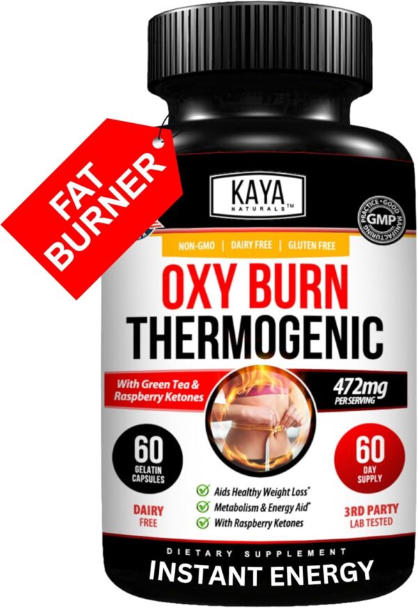 719w7S-pOFL._AC_SL1500_.jpg Kaya Naturals Supreme Fat Burner - Weight Loss Pills Women & Men - Appetite Suppressant Supplement - Powerful Thermogenic Diet Pills - Natural Energy Boost Oxy Burn 60 Count