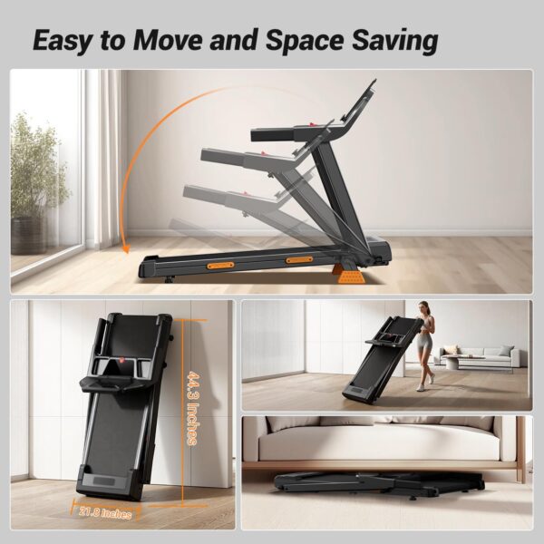 71GCUn5REYL._AC_SL1500_.jpg LONTEK Treadmills for Home with 15% Incline & Led Screen, 7-Layer Shock-Absorbing Foldable Treadmill with Handle Bar Up to 400lbs Capacity, 3.0HP Quiet Walking Pad Treadmill 0.6-7.5MPH