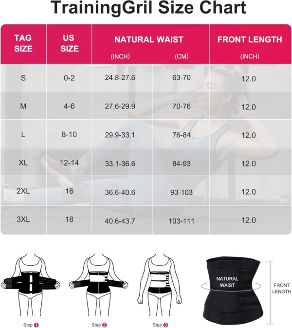 TrainingGirl Women Waist Trainer Cincher Corset Tummy Control Workout Sweat Band Slimmer Belly Belt Weight Loss Sports Girdle