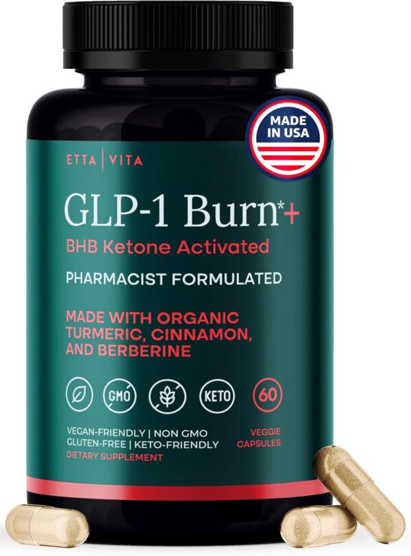 Ketosis & GLP-1 Supplement Weight Loss for Women and Men - Appetite Suppressant, Fat Burner and Metabolic Health with BHB Ketones, Apple Cider Vinegar, Berberine HCL, Turmeric, Cinnamon - Made in USA
