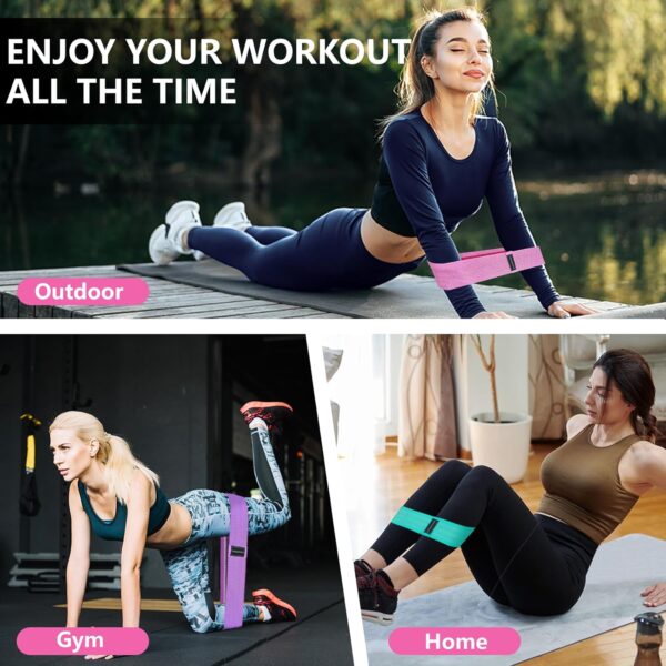 Exercise Bands, 3 Levels Fabric Resistance Bands for Working Out, Workout Bands Resistance for Women & Men, Multi-Colored Fabric Booty Bands for Leg Strength Training, Rehab, Yoga