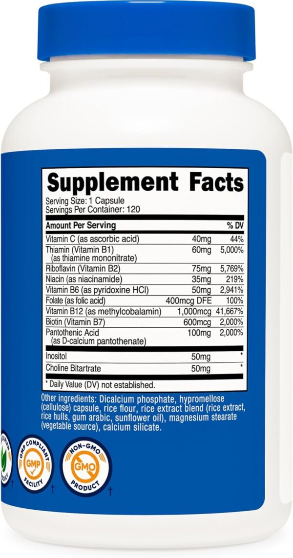 71LcWTxptYL._AC_SL1500_.jpg Nutricost High Potency Vitamin B Complex 462mg, 120 Capsules - with Vitamin C - Energy Complex