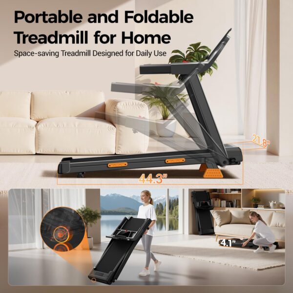 16% Treadmills for Home with Handle, 3 in 1 Portable Treadmill with Incline, Foldable Treadmill with Three Screen, 12 Preset Programs, 400LBS