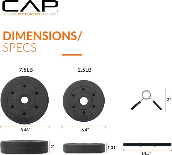 CAP Barbell 40-Pound Adjustable Cement Dumbbell Set – Versatile Weights for Home Gym Excellence