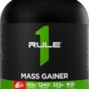 Rule 1 Proteins Mass Gainer - High-Calorie Weight Gain Formula with 1,220+ Calories, 250g+ Complex Carb Blend, 40g All-Whey Protein Per Serving (8 Servings, Strawberries & Crème)