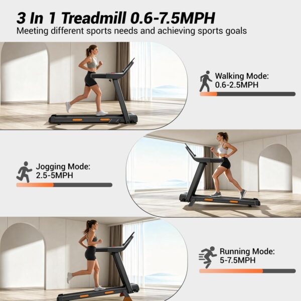 71X50wDV5UL._AC_SL1500_.jpg LONTEK Treadmills for Home with 15% Incline & Led Screen, 7-Layer Shock-Absorbing Foldable Treadmill with Handle Bar Up to 400lbs Capacity, 3.0HP Quiet Walking Pad Treadmill 0.6-7.5MPH