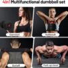 Adjustable Dumbbell, 20/30/40/60/80lbs Dumbbells Set, 4-in-1 Free Weights for Women/Men Workout Equipment Used as Barbell/Kettlebells/Push up Stand for Home Gym