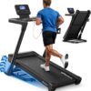 MERACH Treadmill with 15/18% Auto Incline, 55"/47"x18"/19" Wide Belt Treadmills, 0.5-8.7MPH/10MPH 3.5HP Brushless Incline Treadmill for Home, 350LBS Foldable Treadmills with Screen & APP & Heart Rate