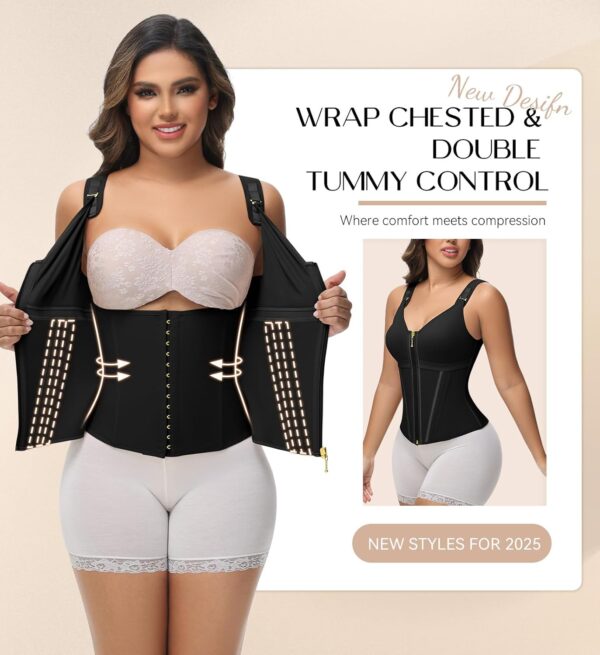 71ZakoXAp5L._AC_SL1500_.jpg SHAPSHE Waist Trainer Corset for Women Tummy Control Sport Workout Body Shaper Vest for Women Postpartum Gym Zipper and Hooks