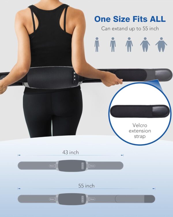 KNQZE Cordless Back Massager Belt for Pain Relief, Stomach Massager for Digestion, Heating Pad with 2 Heating Levels, Slimming Massage Belt with 3 Vibration Modes, Gifts for Women Men