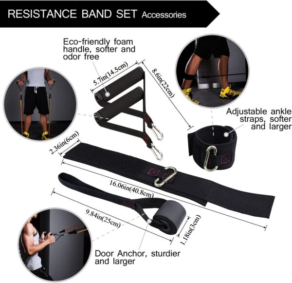 71hIME2l-5L._AC_SL1500_.jpg TheFitLife Exercise Resistance Bands with Handles - 5 Fitness Workout Bands Stackable up to 110/150/200/250/300 lbs, Training Tubes with Large Handles, Ankle Straps, Door Anchor, Carry Bag